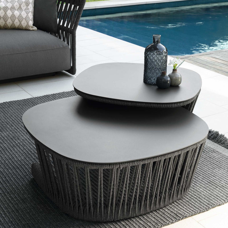 Outdoor Rope Coffee Table Set | High-End Woven Furniture | Poolside Coffee Table | Luxury Garden Table | Talenti Cliff