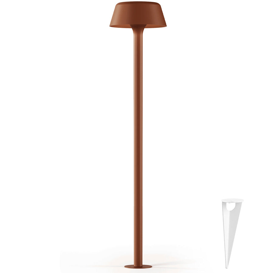Outdoor LED Battery Floor Lamp in Rust Brown Finish | Minimal Garden Light | Panzeri Firefly in the Sky