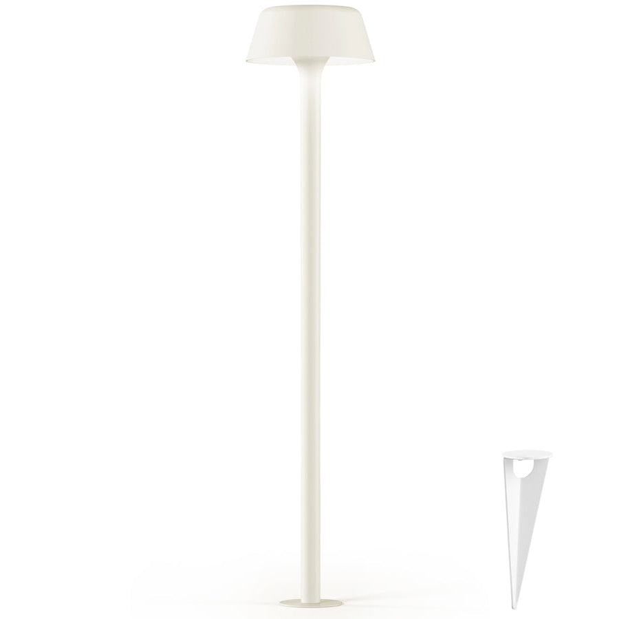 Outdoor LED Battery Floor Lamp in White Finish | Minimal Garden Light | Panzeri Firefly in the Sky