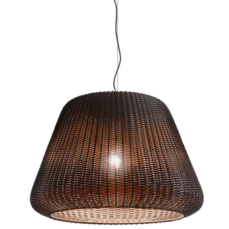 Outdoor Rattan Pendant Light Large Size | E27 LED IP65 | Brown Weatherproof Shade | Panzeri RALPH