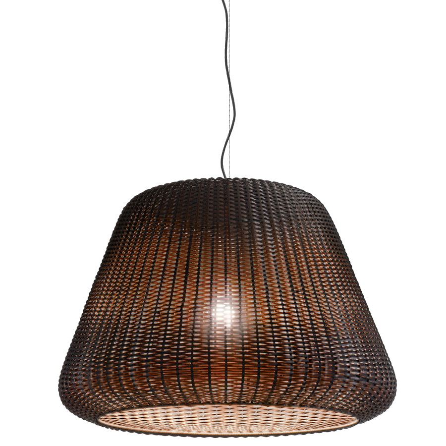 Outdoor Rattan Pendant Light Large Size | E27 LED IP65 | Brown Weatherproof Shade | Panzeri RALPH