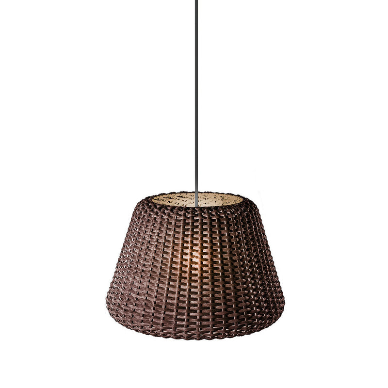 Outdoor Rattan Pendant Light Medium Size | E27 LED IP65 | Brown Handwoven Shade | Panzeri RALPH