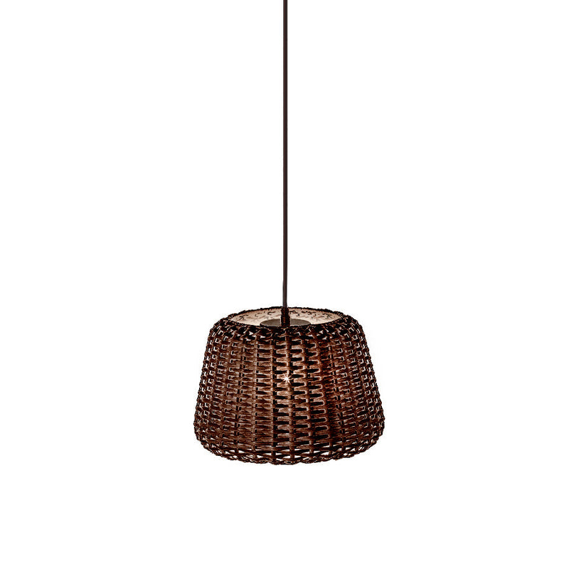 Outdoor Rattan Pendant Light Small Size | E27 LED IP65 | Handwoven Weatherproof Shade | Panzeri RALPH