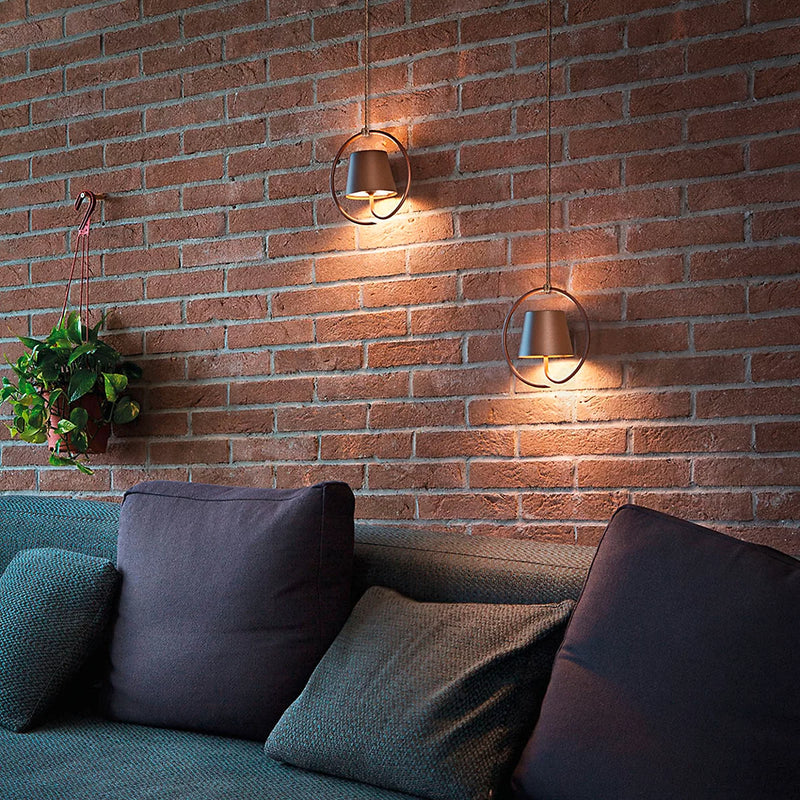Rechargeable Modern Garden Pendant Light | high end battery operated wireless ceiling pendant | black white brown | Zafferano Poldina