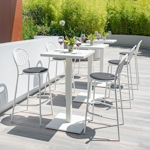 Simple Basic Garden Bar Table | modern garden counter table | white black taupe brown | EMU Round