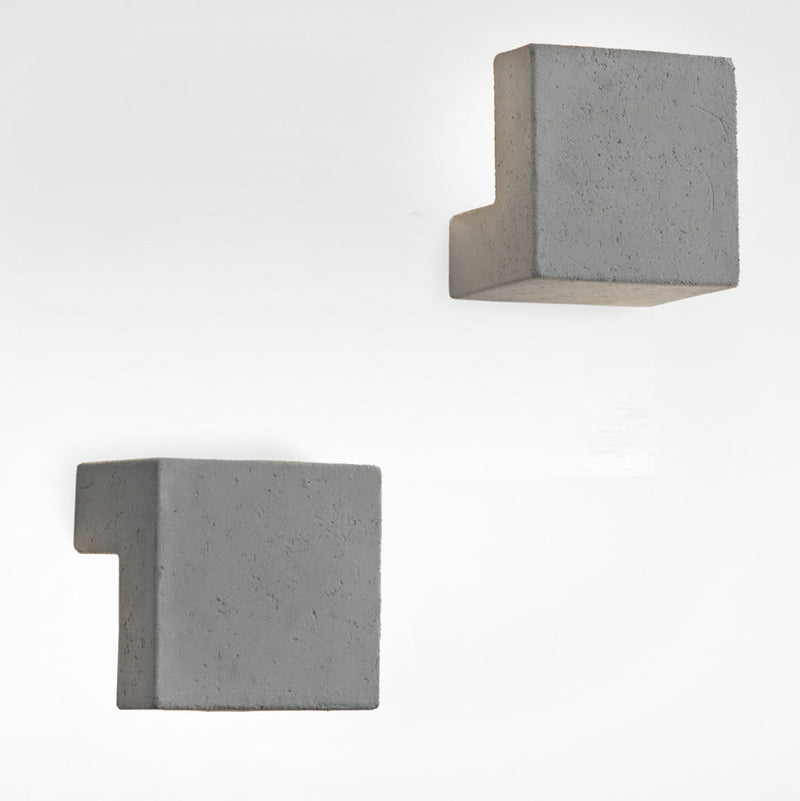 Square Terracotta Garden Wall Light | simple modern clay wall sconce | grey | LED | Toscot Edge