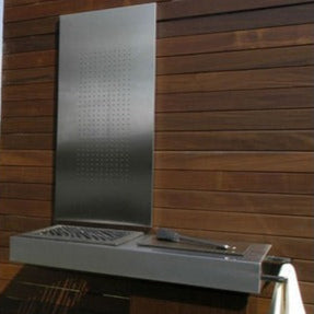 Wall-Mounted Stainless Steel Coal Barbecue with Storage | Luxury Outdoor Grill | High-End Outdoor BBQ | Fesfoc Akan