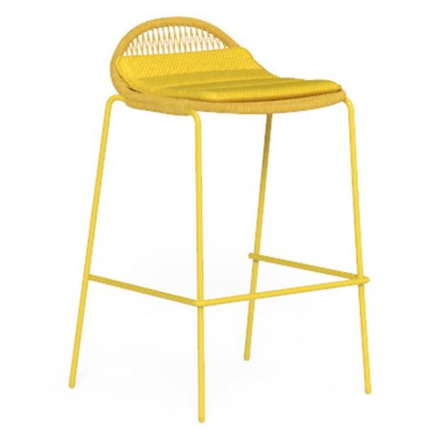 Woven Rope Garden Bar Stool | Talenti Panama | Yellow Outdoor Bar Stool | Contemporary Rope Furniture for Sale UK