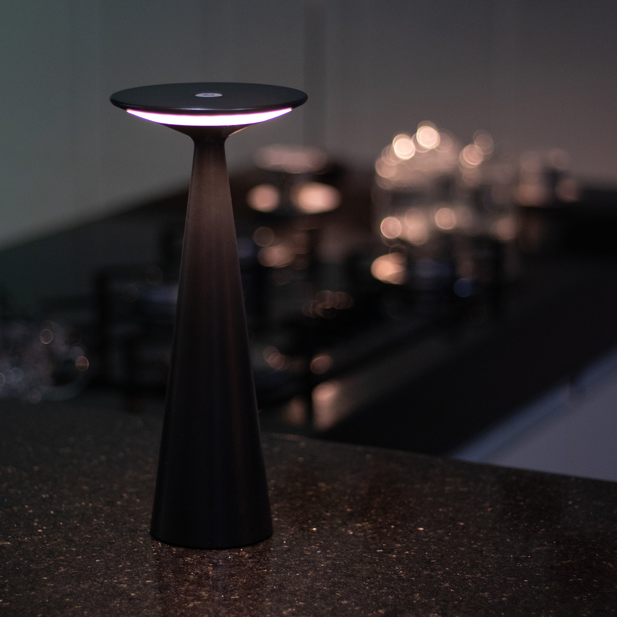 Rechargeable LED Lamp in Black | Touch Dimmable Table Light | Modern Aluminium Lighting | Zafferano Dama