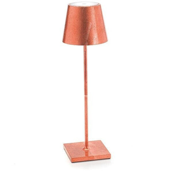 Sleek Outdoor Cordless Table Lamp | luxury Italian design wireless table lighting | copper finish | Zafferano Poldina