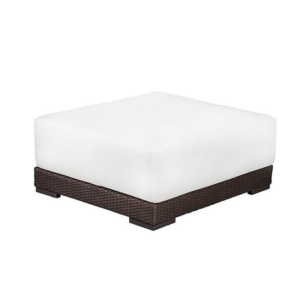 Minimal Rattan Cushioned Pouffe | luxury cushioned rattan garden foot stool| brown taupe