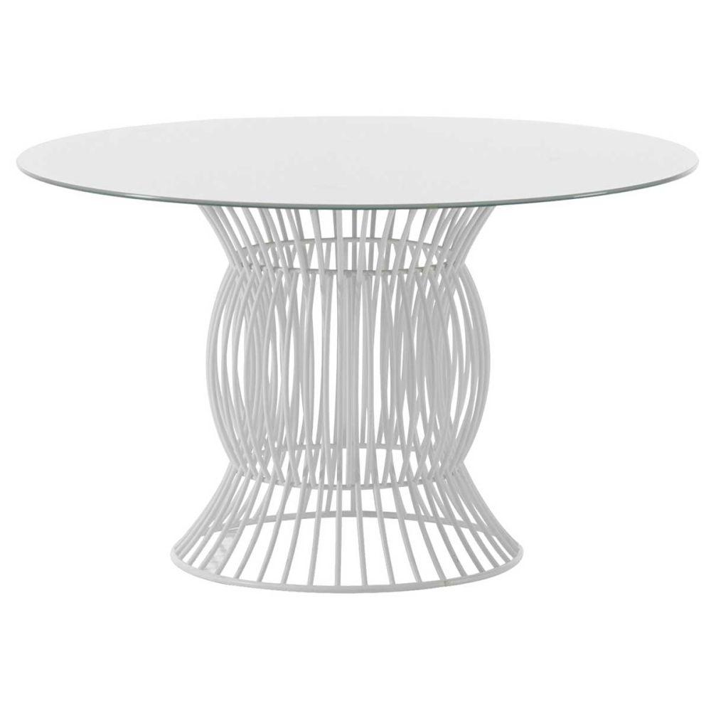 Circular Aluminium Garden Dining Table | high end Italian aluminium outdoor table | white beige