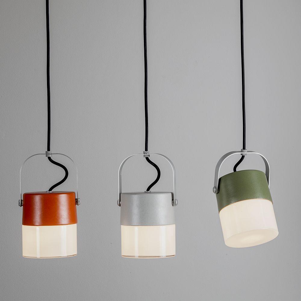 Coloured Urban Outdoor Lantern Pendant | metal outdoor suspended light | high end Italin lighting | white orange blue