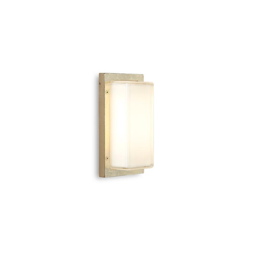 Ice Cubic Rectangular Wall Lamp in Natural Brass | Luxury Outdoor Wall Light | High-End Exterior Lighting | Moretti Luce | Made in Italy