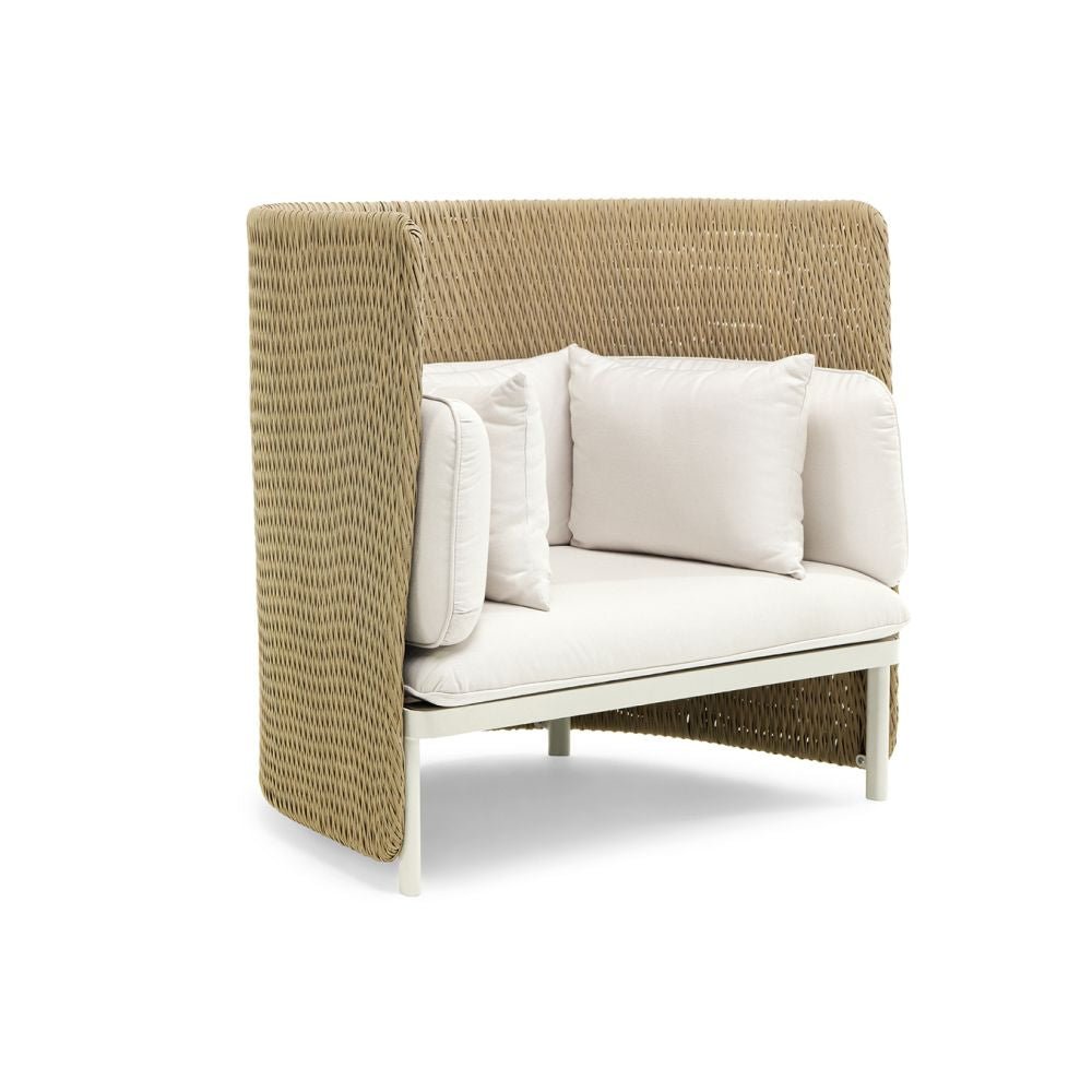 Luxury Outdoor Lounge Armchair with High Woven Backrest | High-End Outdoor Garden Furniture | Quality Outdoor Living and Lighting Solutions | Ethimo Esedra