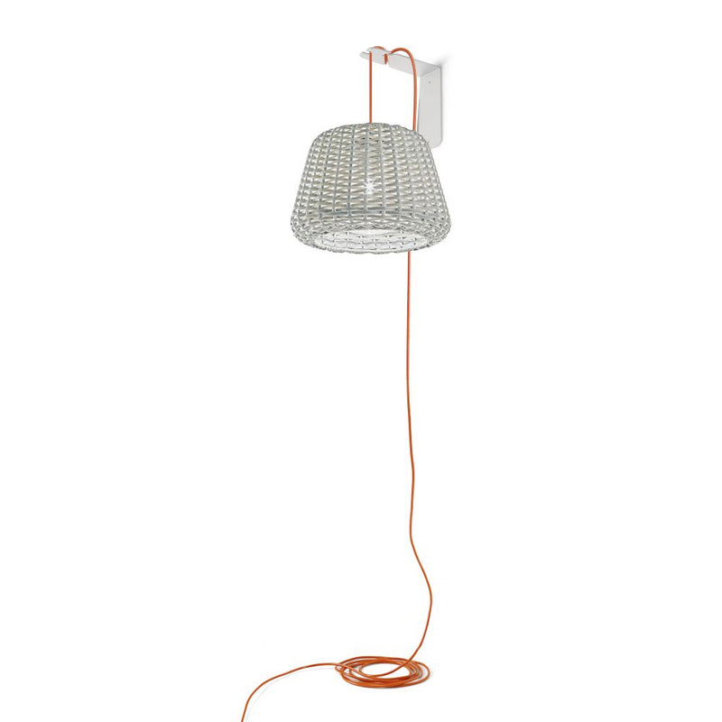 Outdoor Rattan Pendant Light with Orange Cable | Suspended E27 LED Design | Panzeri RALPH