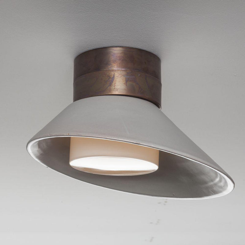 Rustic Copper Outdoor Ceiling or Wall Light | Toscot Chapeau | Shaded Metal Ceiling Light | Metal Exterior Wall Light | Copper Aluminium