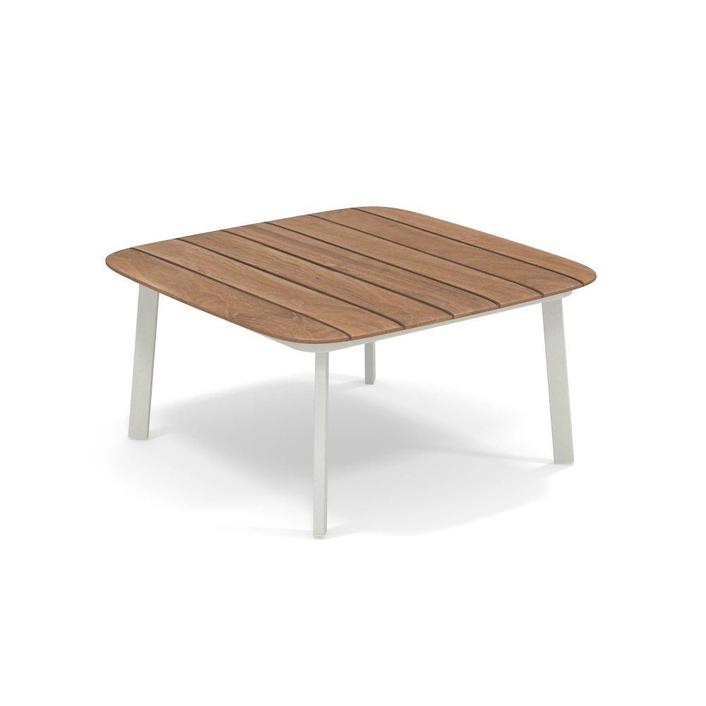 Square Minimal Teak Outdoor Coffee Table | Luxury Italian Small Wooden Garden Table | EMU Shine