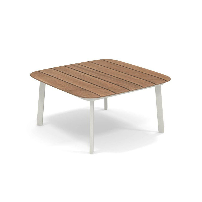 Square Minimal Teak Outdoor Coffee Table | Luxury Italian Small Wooden Garden Table | EMU Shine