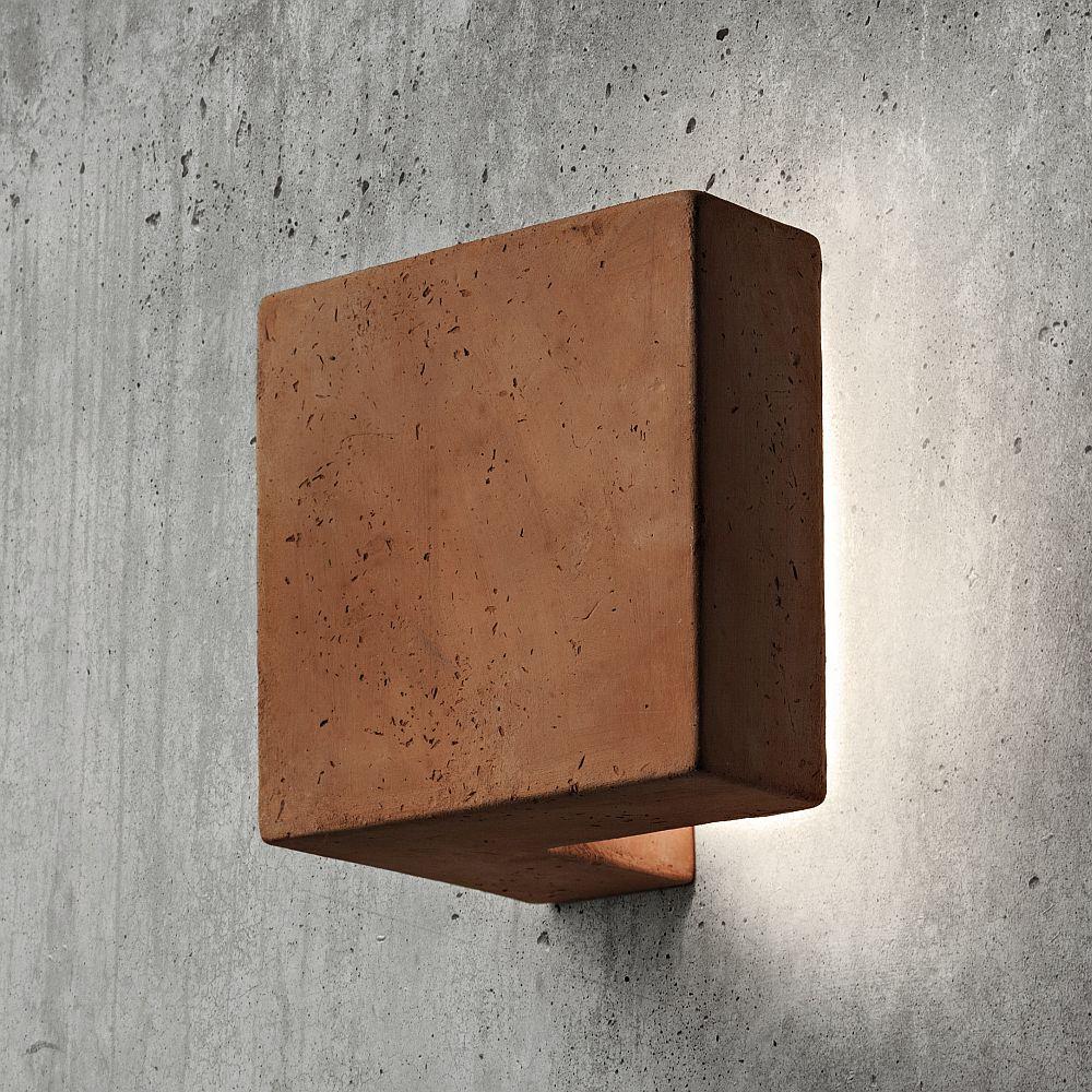 Square Terracotta Garden Wall Light | Simple Modern Clay Wall Sconce | Outdoor LED Wall Light | Toscot Edge