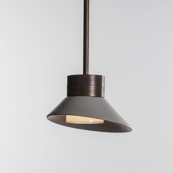 Urban Shaded Outdoor Ceiling Pendant | Modern Shaded Pendant | Urban Exterior Copper Pendant | Aluminium Copper | Grey Green | Toscot Chapeau