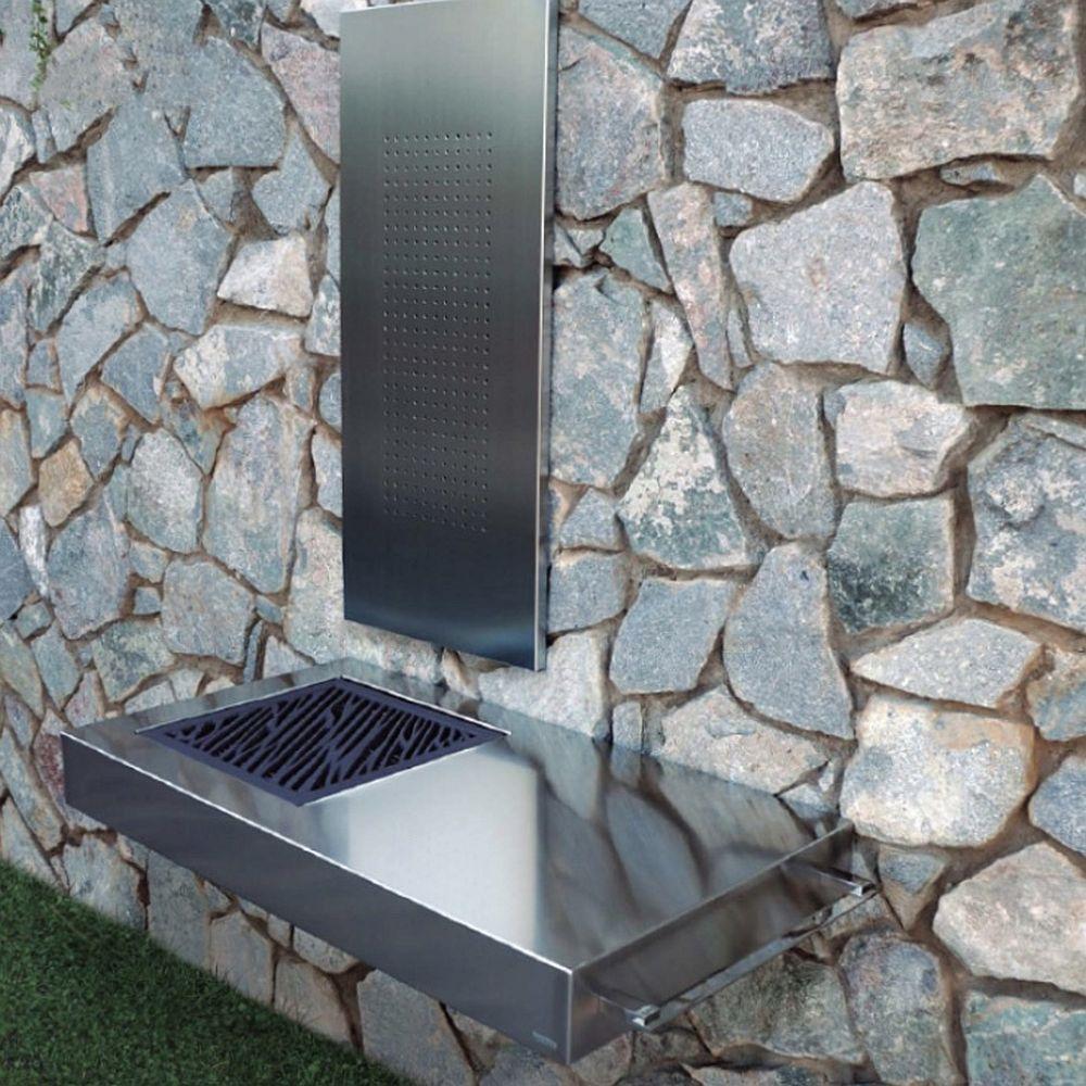 Wall-Mounted Stainless Steel Coal Barbecue | Luxury Outdoor Grill | High-End Outdoor BBQ | Fesfoc Akan