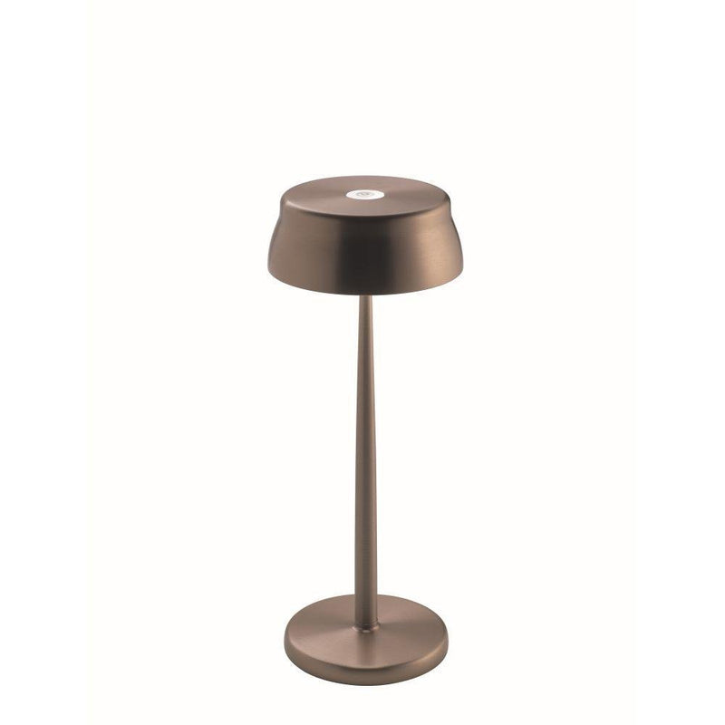 Wireless Metal Modern Table Lamp | luxury exterior cordless battery operated table light | gold copper aluminium blue green | Zafferano Sister
