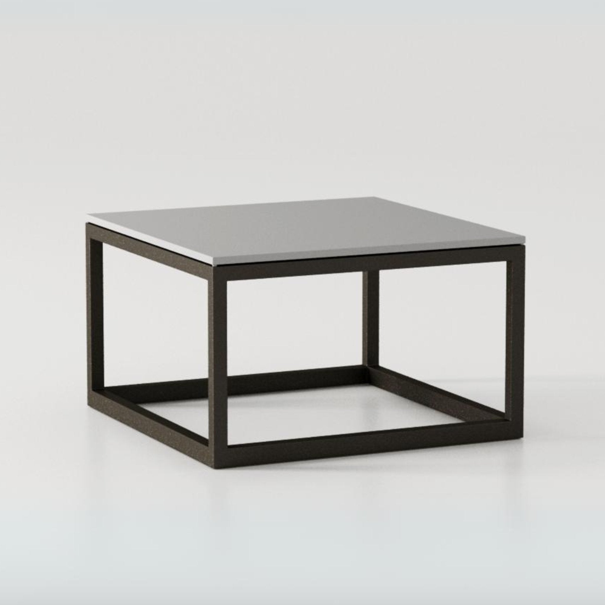 Contemporary Metal & Stone Garden Side Table