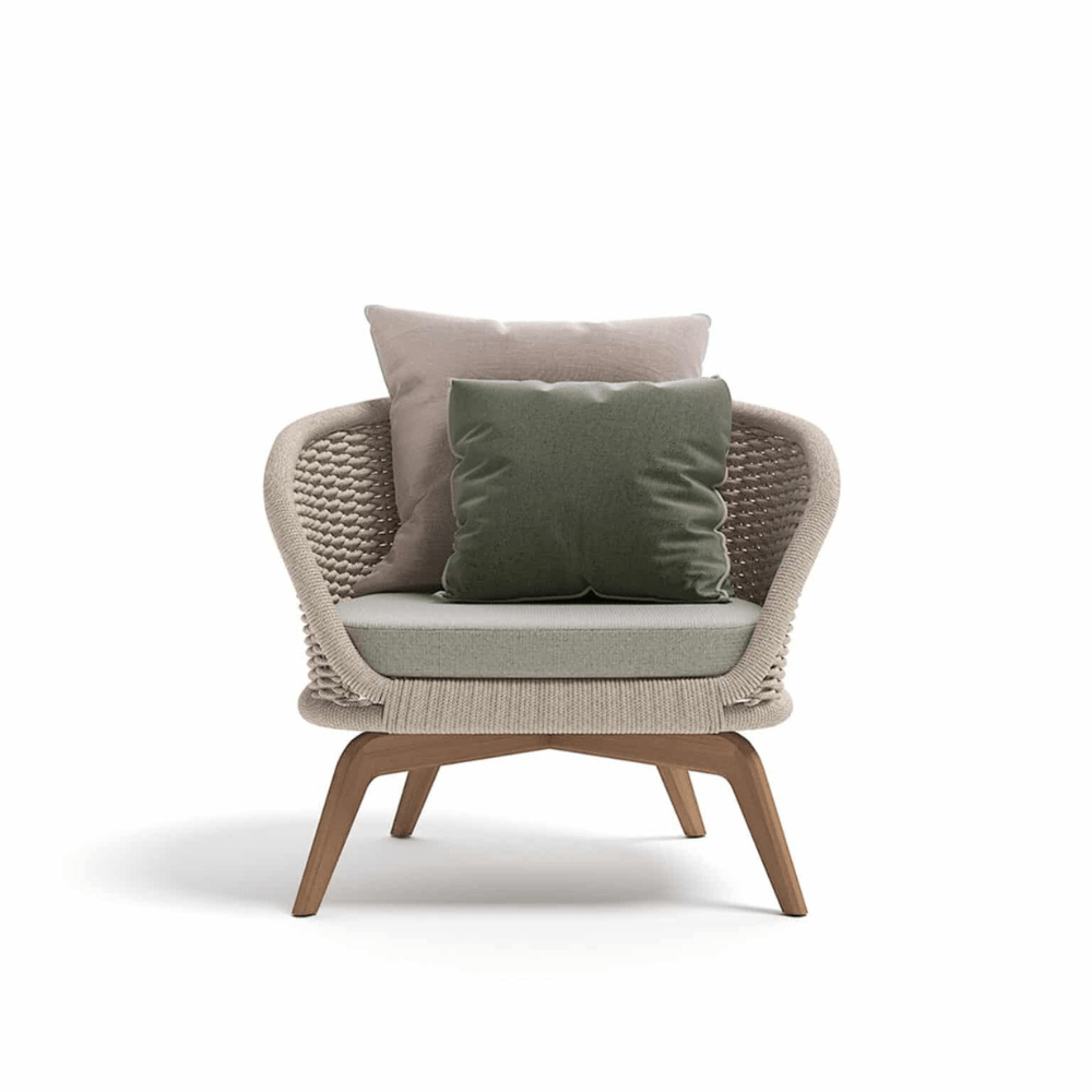 Premium Woven Rope Outdoor Armchair With Teak Legs | Atmosphera Ludo .L1 Armchair PF.OUT.LU.PL