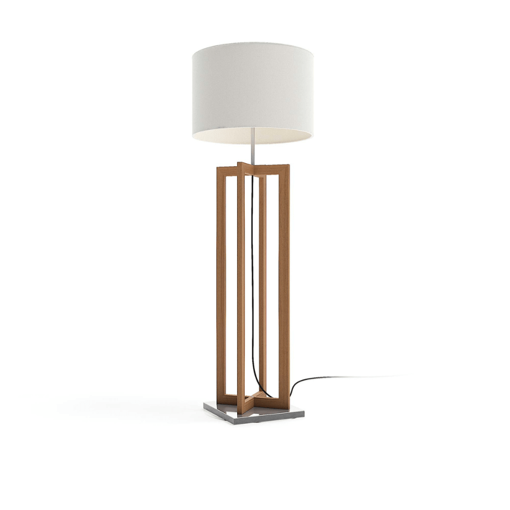 Contemporary Teak & Stainless Steel Outdoor Floor Lamp