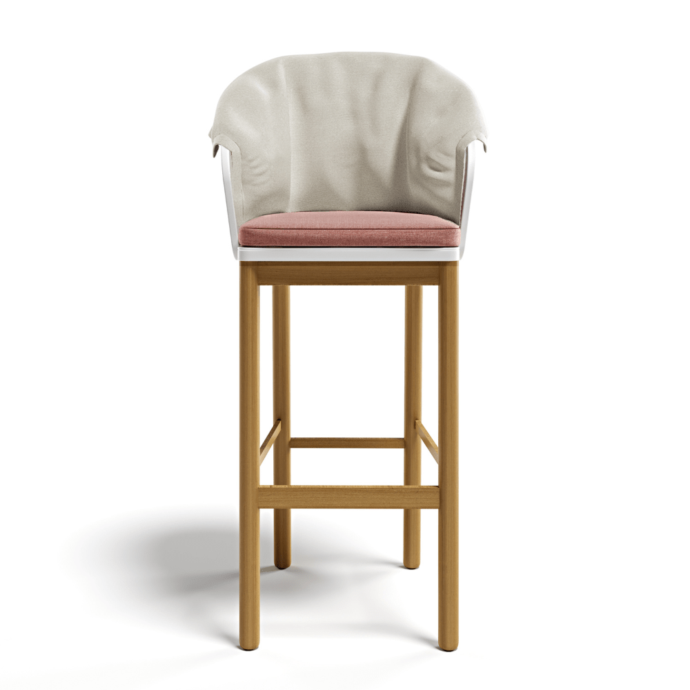 Modern Outdoor Bar Stool | Teak & Aluminium | Atmosphera Cyrano Stool PF.OUT.CYR.SG