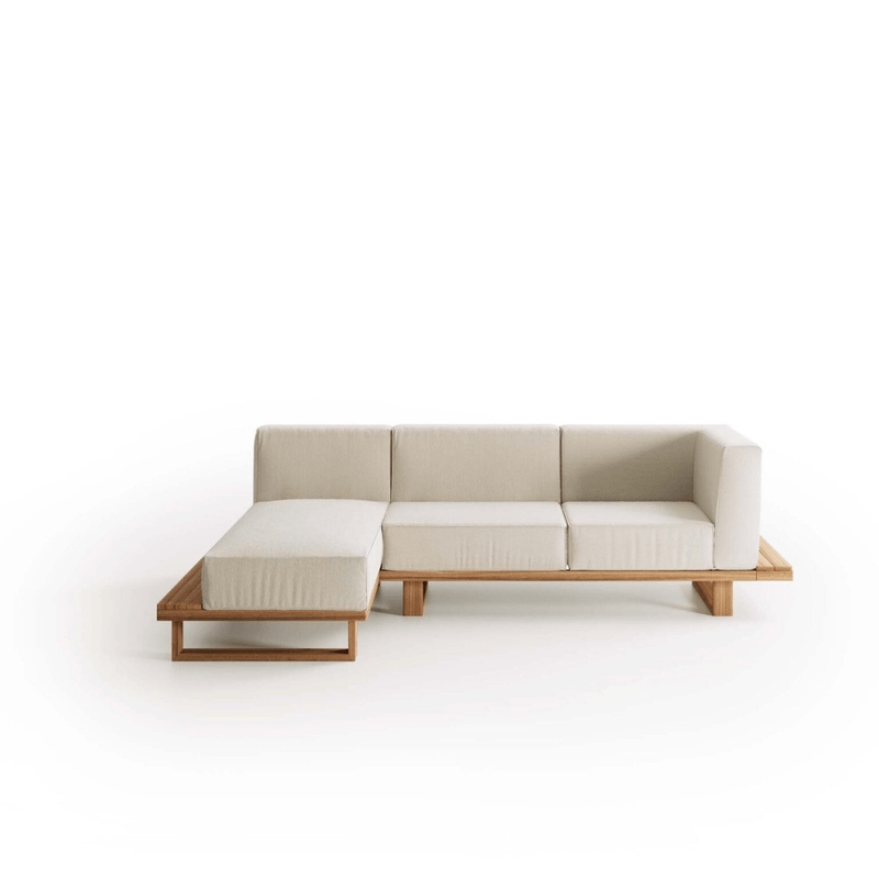 Premium Solid Teak Sectional Outdoor Sofa With Cushions | Atmosphera 9.zero Set