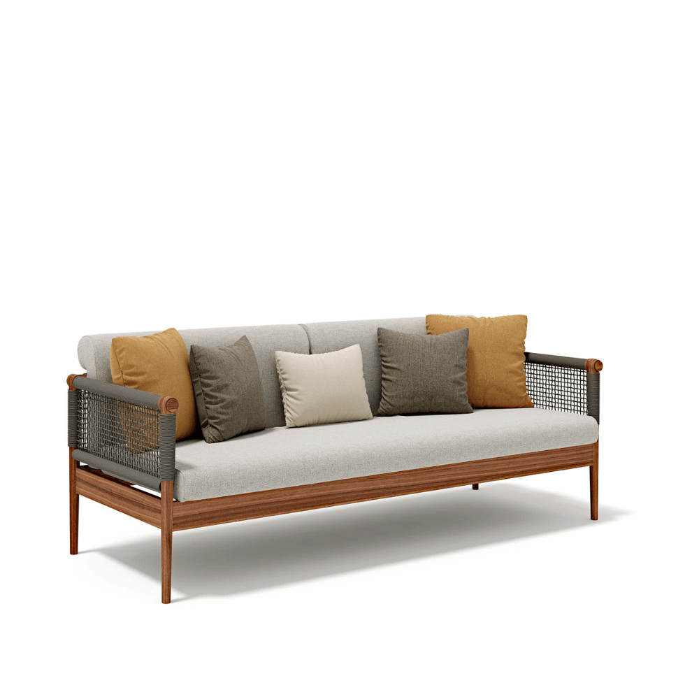 Premium Teak Outdoor Sofa With Woven Rope Backrest | Atmosphera Lodge Sofa PF.OUT.LG.DV