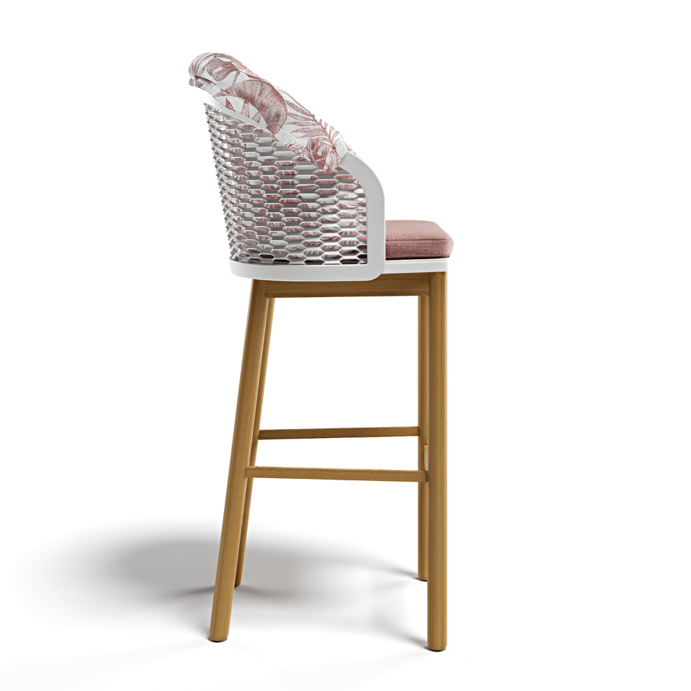 Modern Outdoor Bar Stool | Teak & Aluminium | Atmosphera Cyrano Stool PF.OUT.CYR.SG