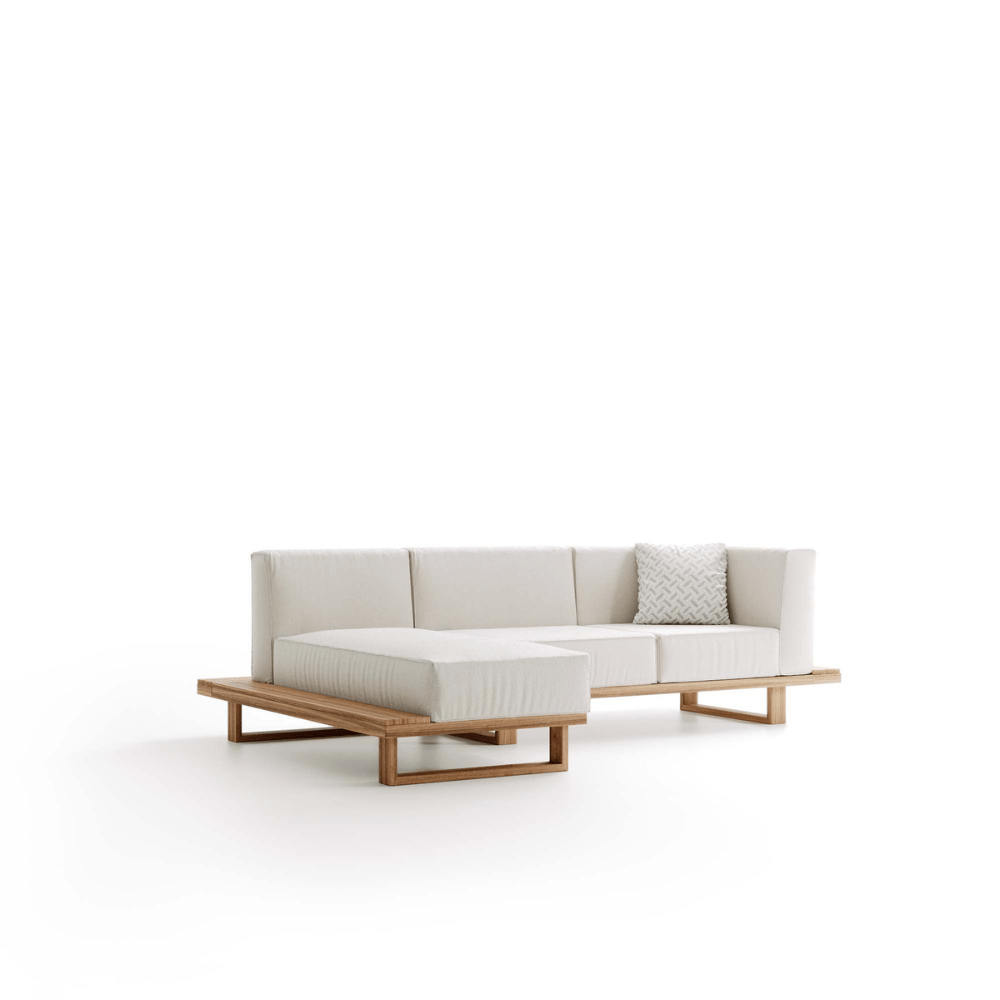 Premium Solid Teak Sectional Outdoor Sofa With Cushions | Atmosphera 9.zero Set