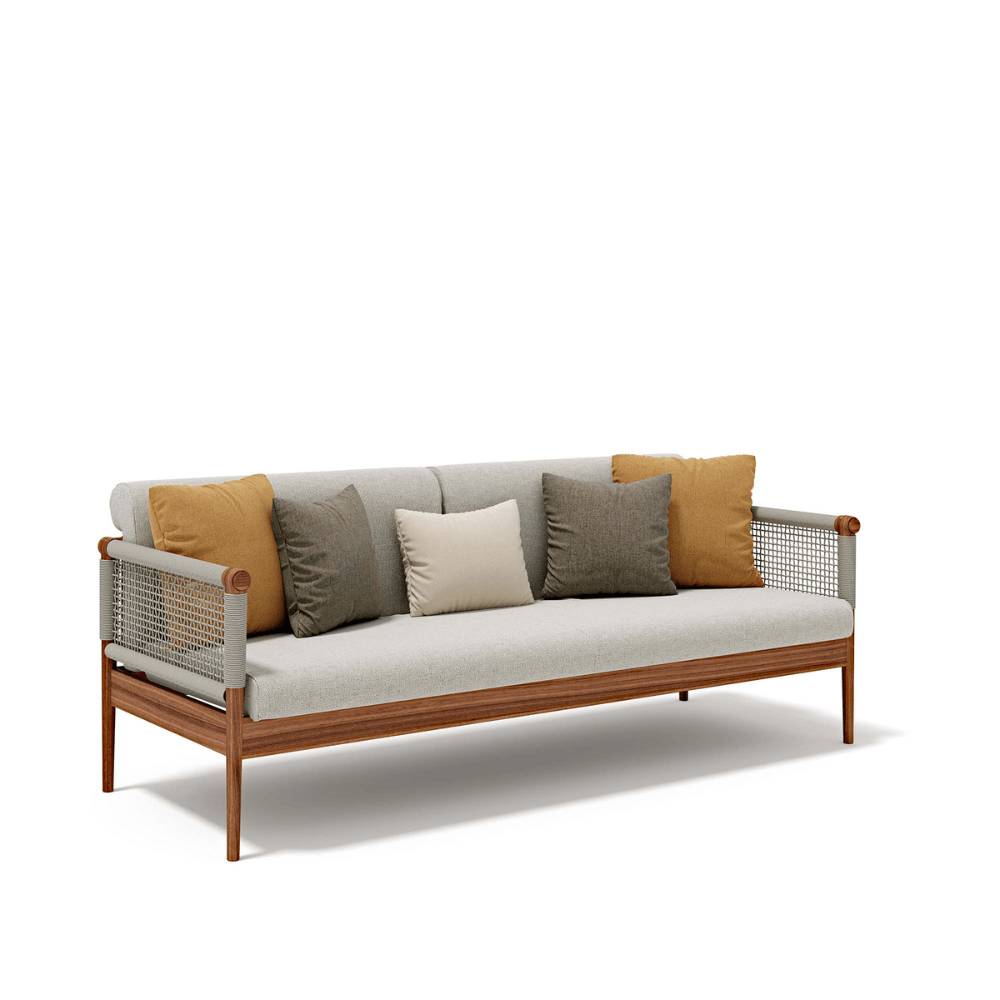 Premium Teak Outdoor Sofa With Woven Rope Backrest | Atmosphera Lodge Sofa PF.OUT.LG.DV