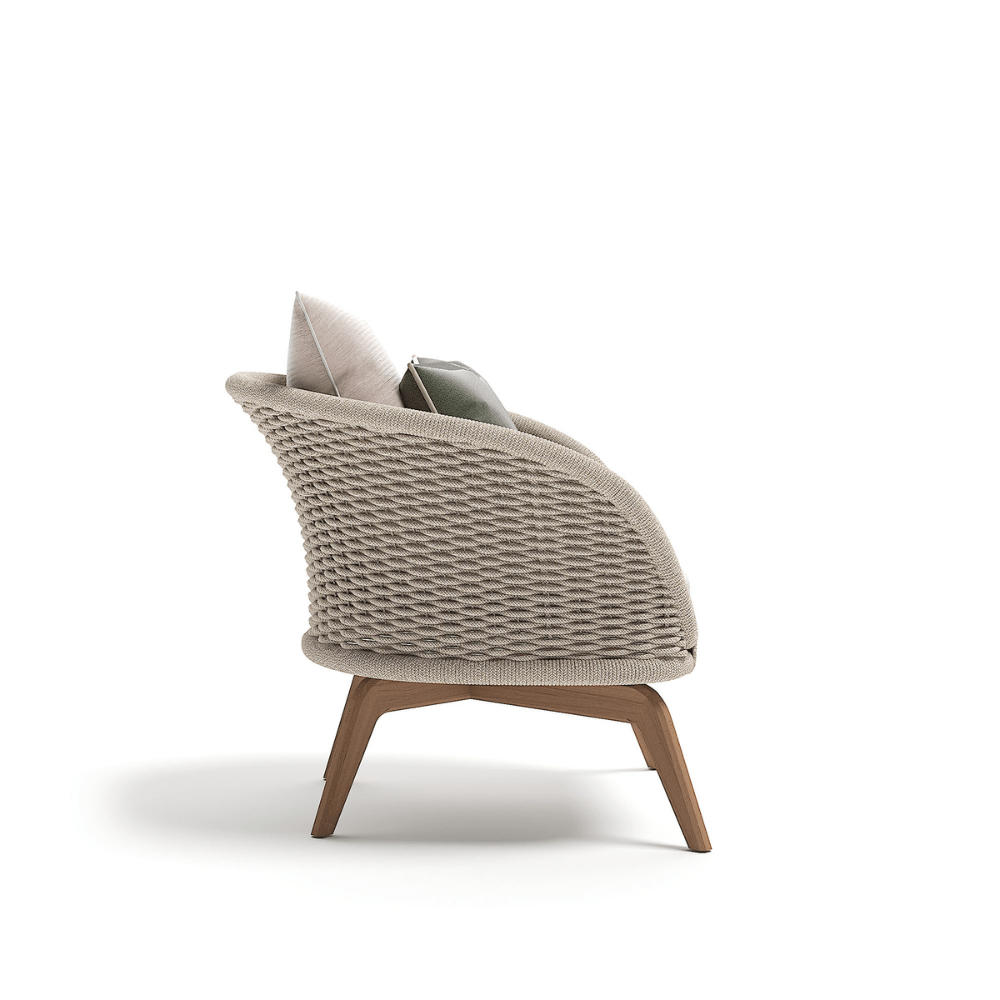 Premium Woven Rope Outdoor Armchair With Teak Legs | Atmosphera Ludo .L1 Armchair PF.OUT.LU.PL