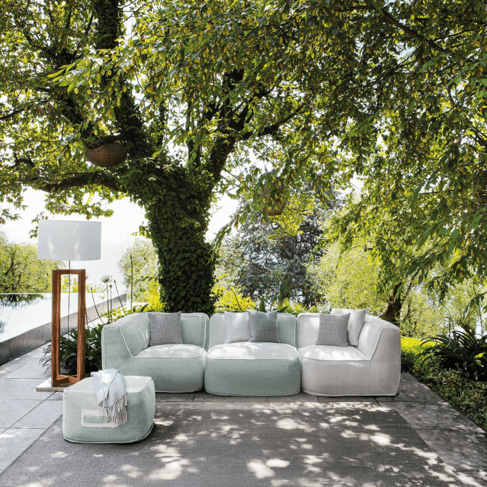 Square Outdoor Pouffe In Premium Fabric