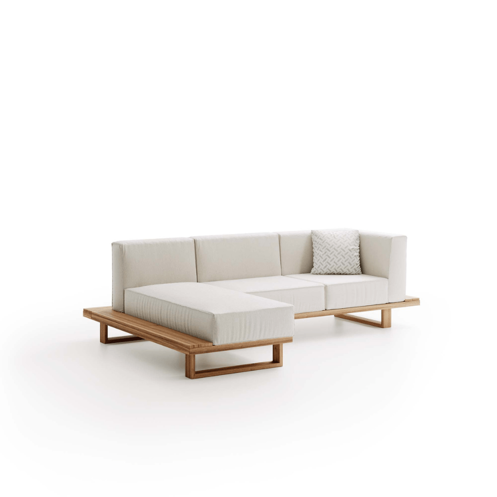 Premium Solid Teak Sectional Outdoor Sofa With Cushions | Atmosphera 9.zero Set