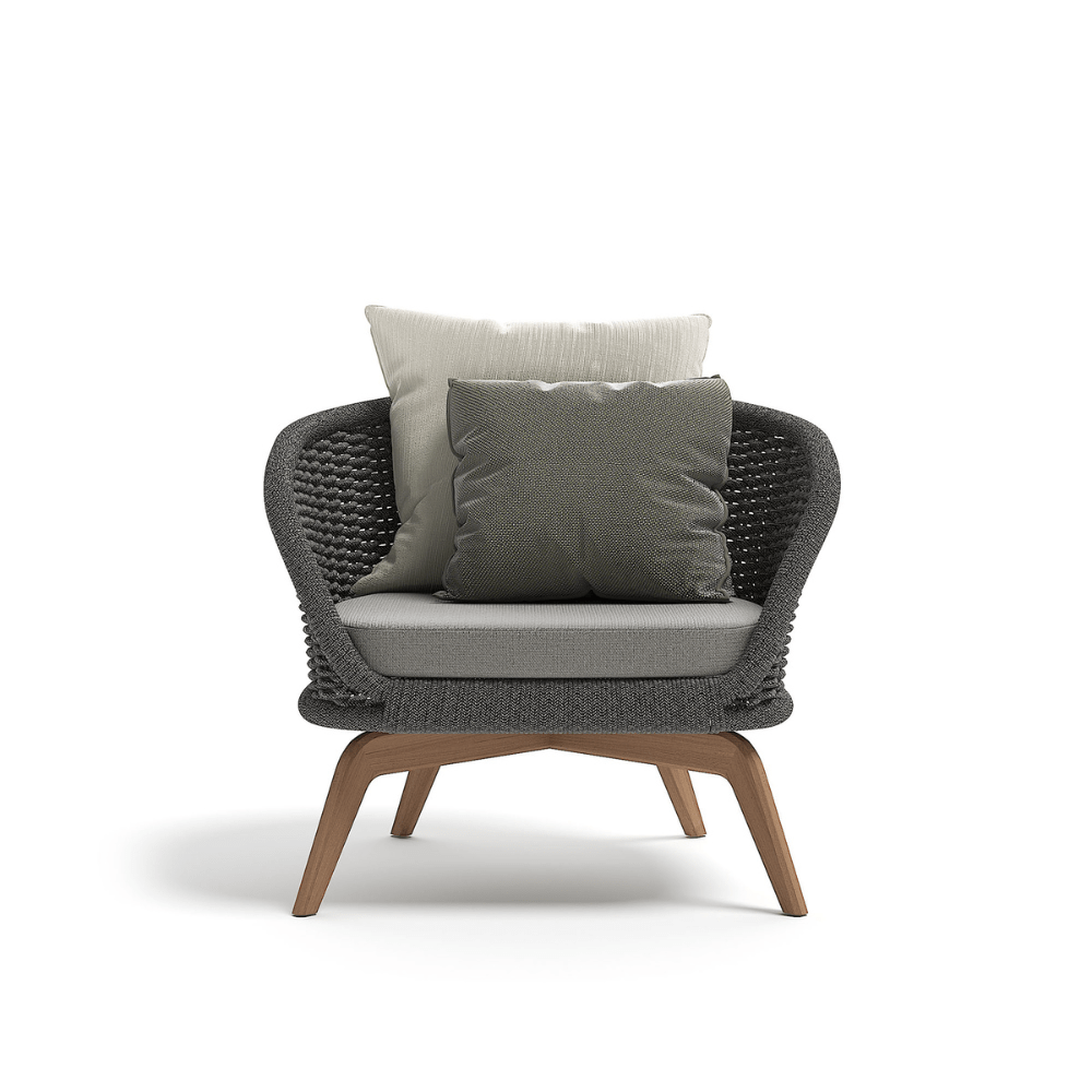 Premium Woven Rope Outdoor Armchair With Teak Legs | Atmosphera Ludo .L1 Armchair PF.OUT.LU.PL