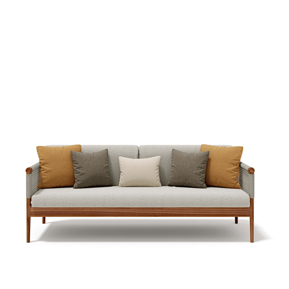 Premium Teak Outdoor Sofa With Woven Rope Backrest | Atmosphera Lodge Sofa PF.OUT.LG.DV