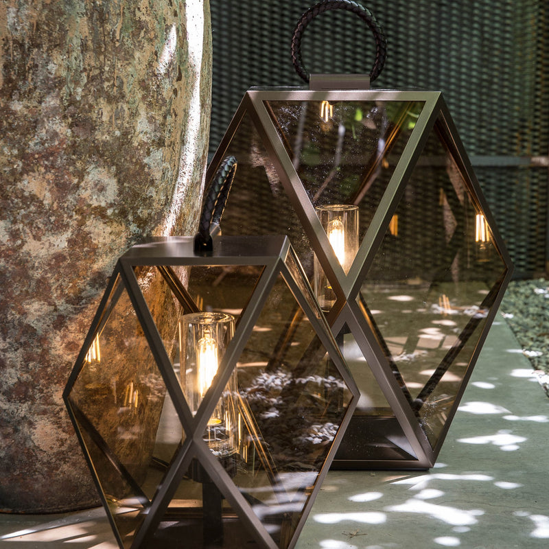 Bronze Battery Powered Garden Lantern IP65 | Contardi Muse Lantern Bronze 