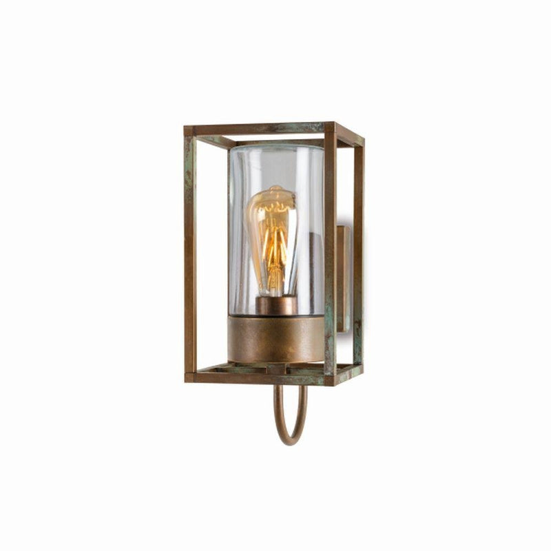 Caged Urban Aged Brass Garden Wall Lamp | Moretti Luce 3362 Cubic
