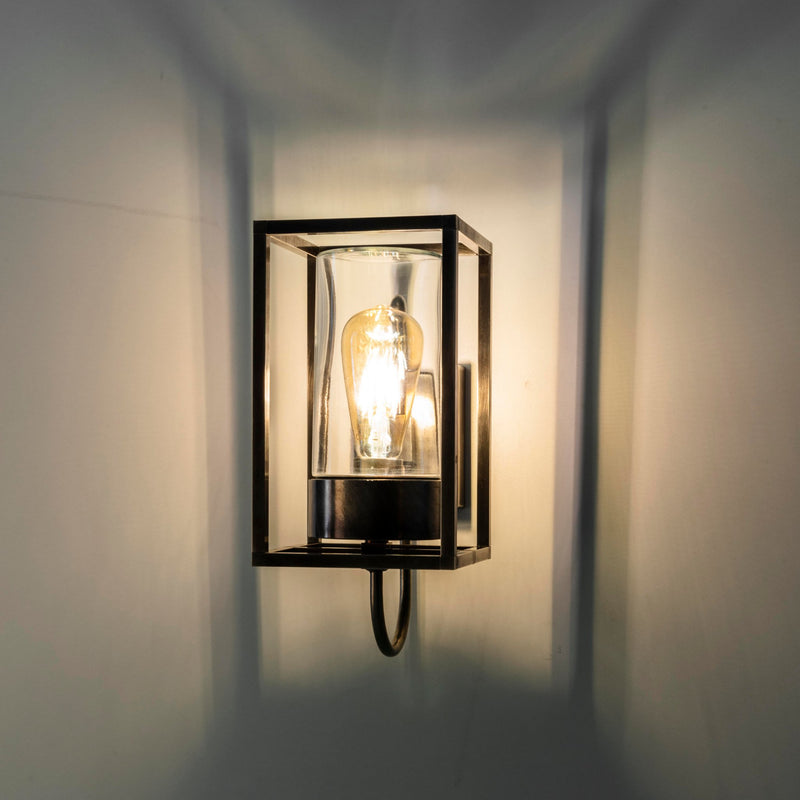 Caged Urban Aged Brass Garden Wall Lamp | Moretti Luce 3362 Cubic