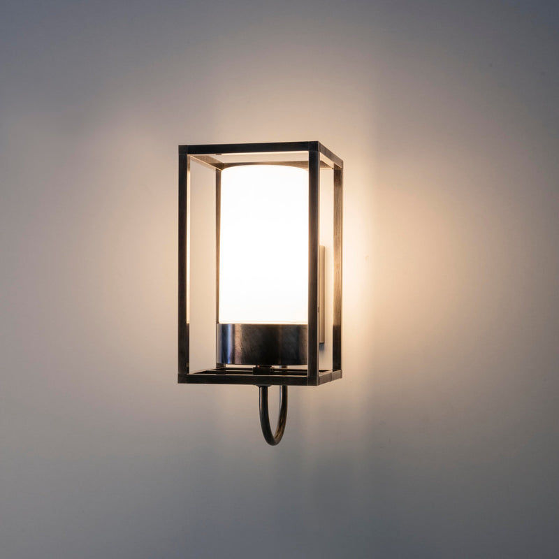 Caged Urban Aged Brass Garden Wall Lamp | Moretti Luce 3362 Cubic