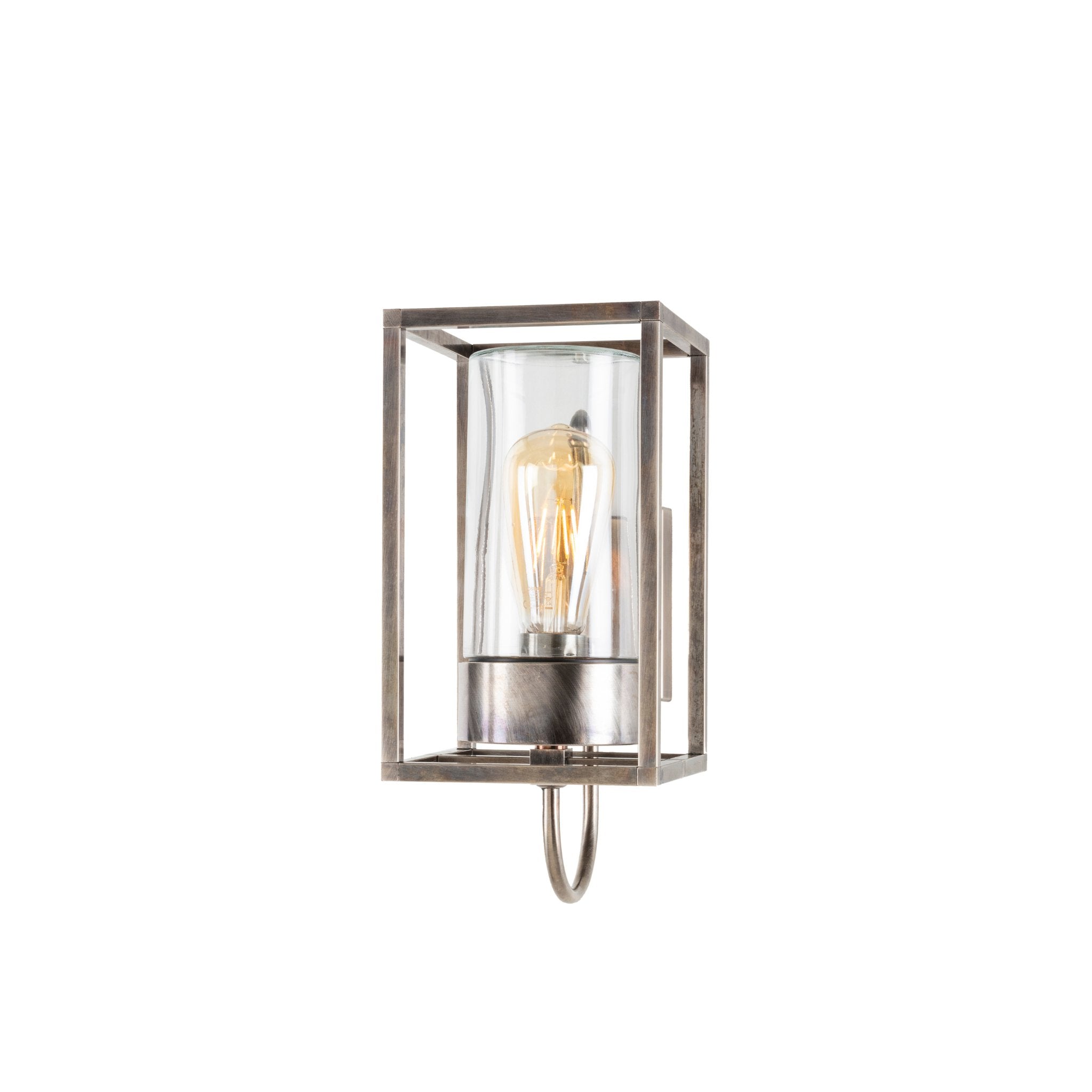 Caged Urban Aged Brass Garden Wall Lamp | Moretti Luce 3362 Cubic
