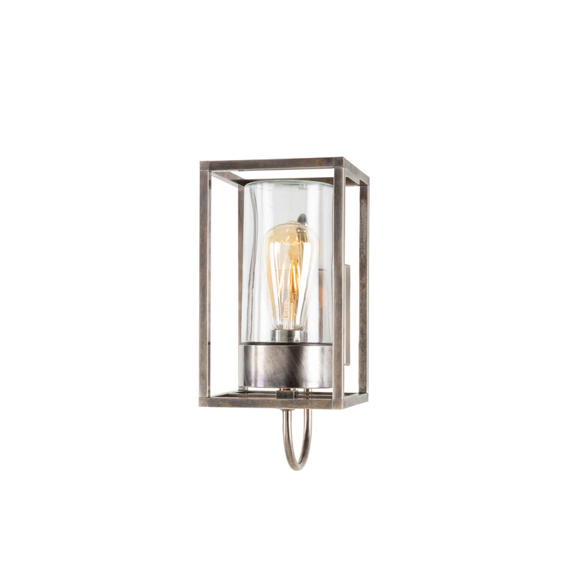 Caged Urban Aged Brass Garden Wall Lamp | Moretti Luce 3362 Cubic