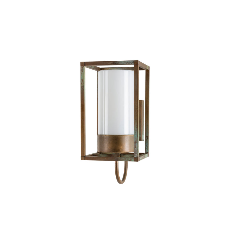 Caged Urban Aged Brass Garden Wall Lamp | Moretti Luce 3362 Cubic