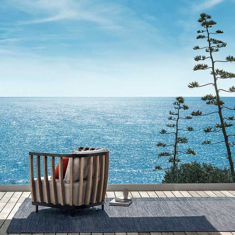 Coastal Outdoor Lounge Armchair | High End Outdoor Furniture | Luxury Teak and Aluminium Seating | Designed and Made in Italy | Ethimo Swing