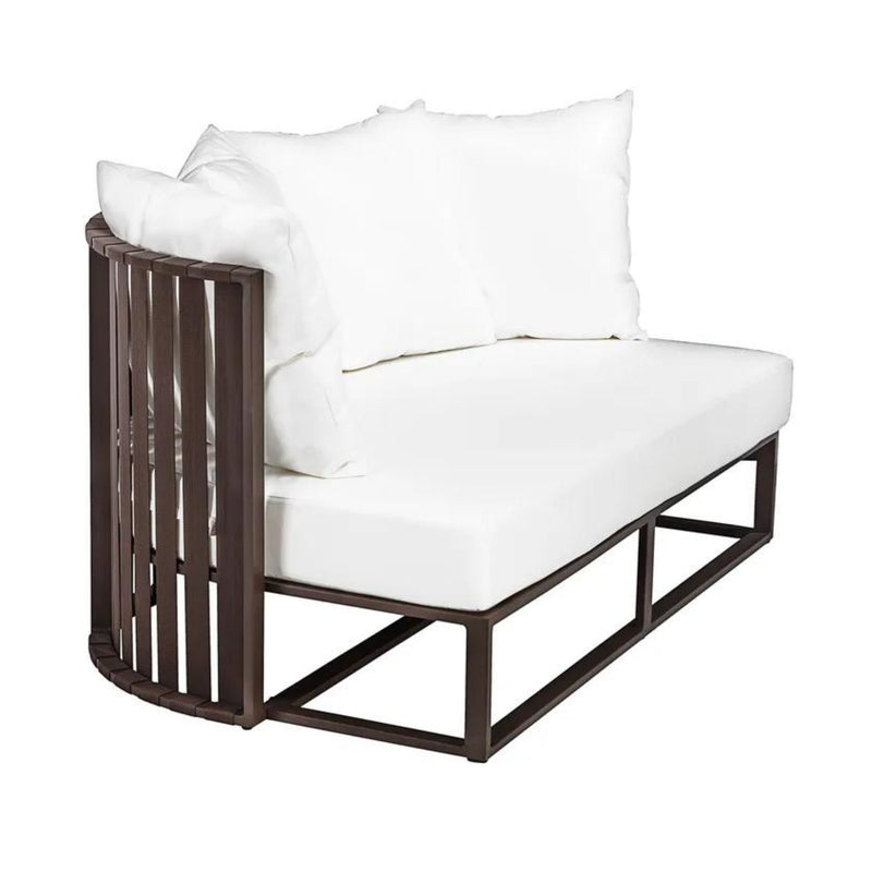 Contemporary Aluminium & Flat Rope Curved Outdoor Loveseat | Metropolitan Braid Italy Love Seat | 104.004